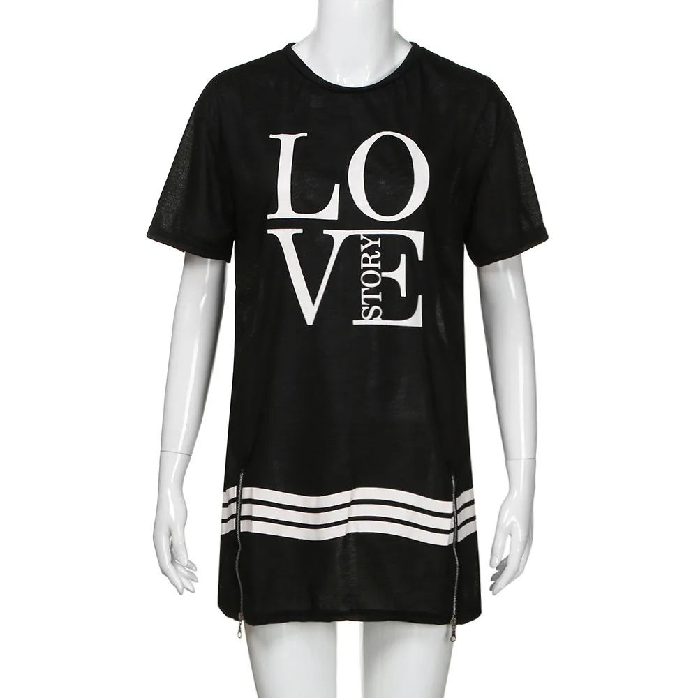 Свободное Повседневное платье на молнии с надписью LOVE модное уличное вечернее