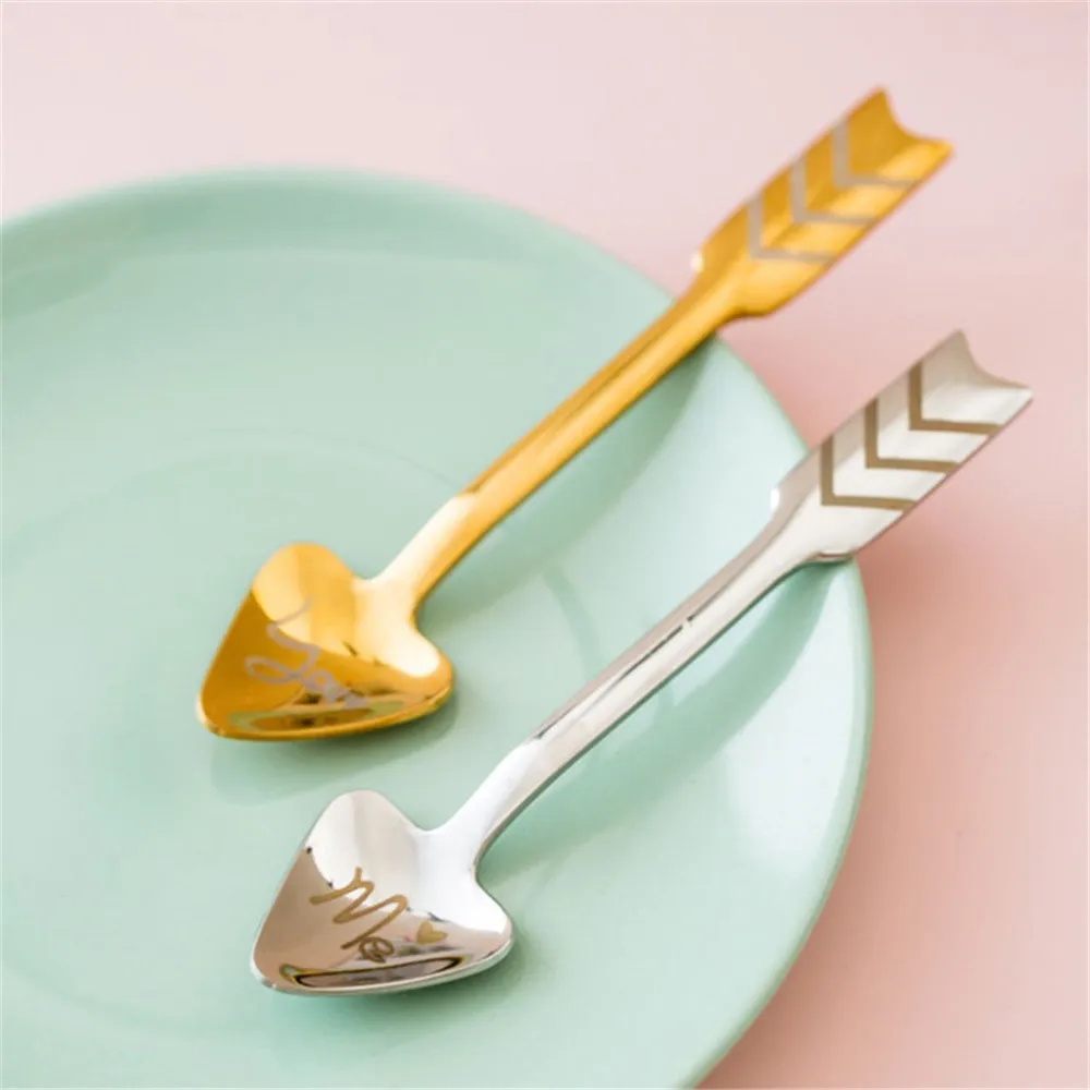 Пара милые 304 ложки из нержавеющей стали чай с сердцем креативный кофе мороженое