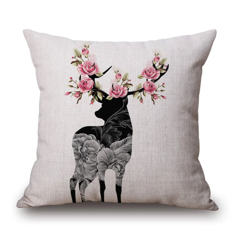 CUSCOV cute animal elk linen sofa cushion cover home decoration pillowcase fashion 45*45CM car seat pillow | Дом и сад