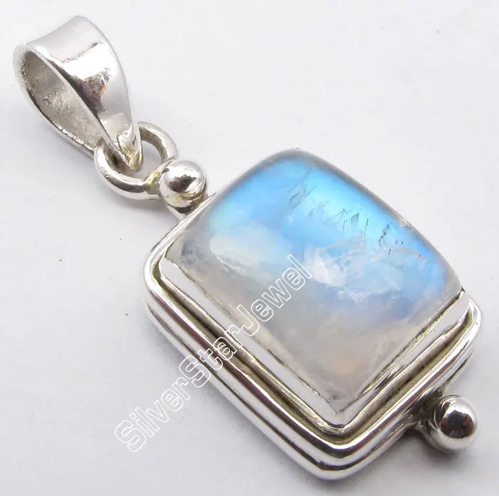 MOONSTONE Muiltiple выбор Chanti международных чистого серебра Радуга Лунный камень драгоценный камень фабрики кулон 2,8 см индивидуальное - Окраска металла: MOONSTONE