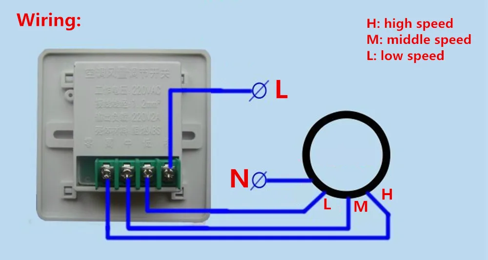 Высококачественный 3-х классный настенный переключатель кондиционера AC 220 В 2 А