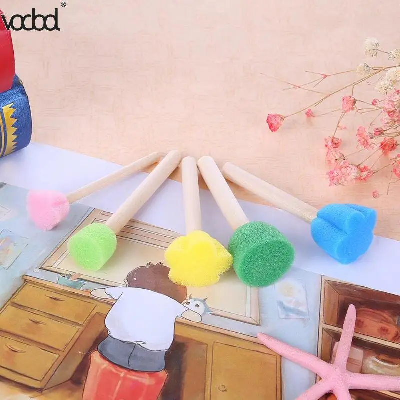 5 шт. DIY деревянная губка граффити живопись кисти для детей Рисование игрушки детский сад раннее образование игрушки канцелярские принадлежности