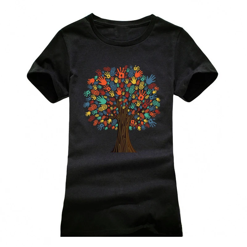 2017 г. Новые модные летние женские футболки Coloful дерево печатных футболка женщин