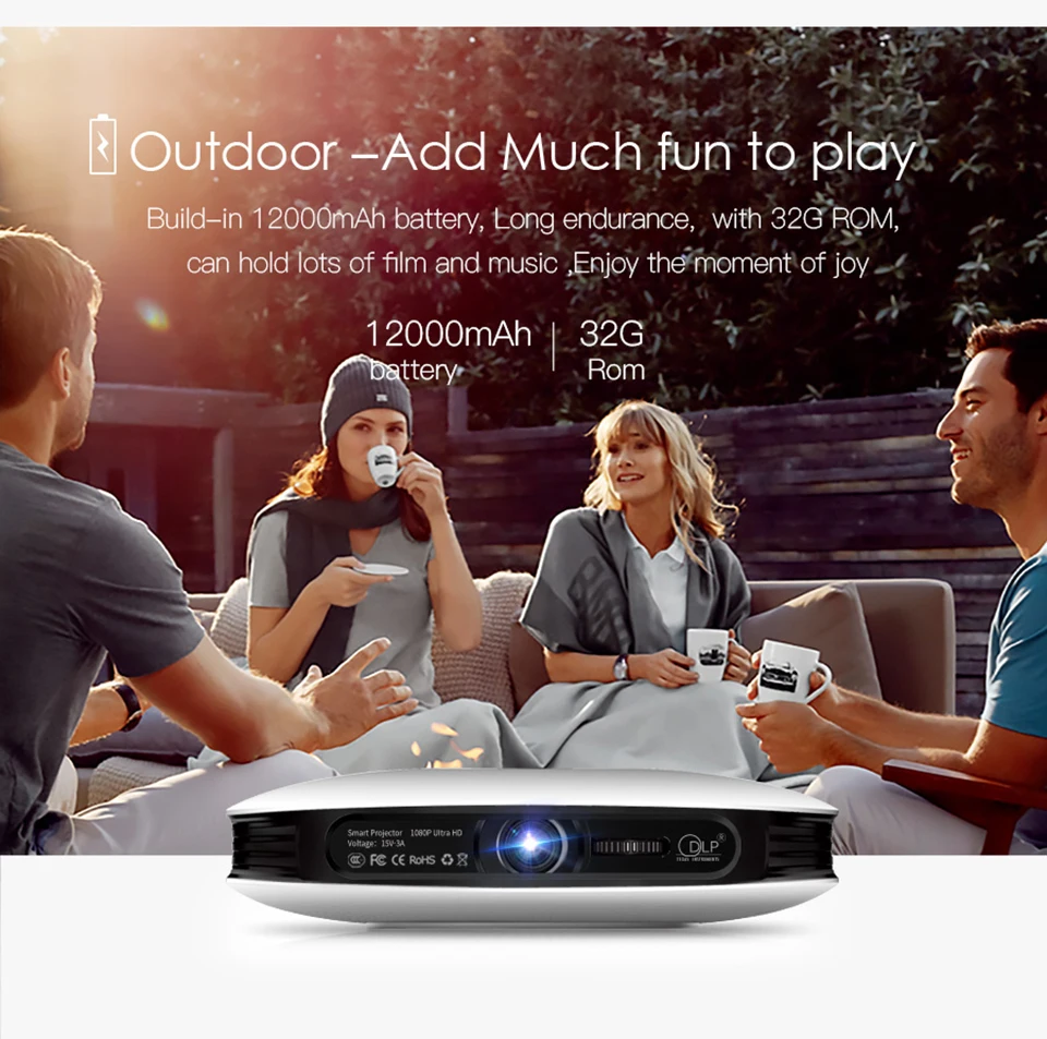 ByJoTeCH M18 проектор 2G 32G 3D очки штатив 3D Android wifi Проектор 4K проектор AirPlay Miracast встроенный аккумулятор Vs dlp800w