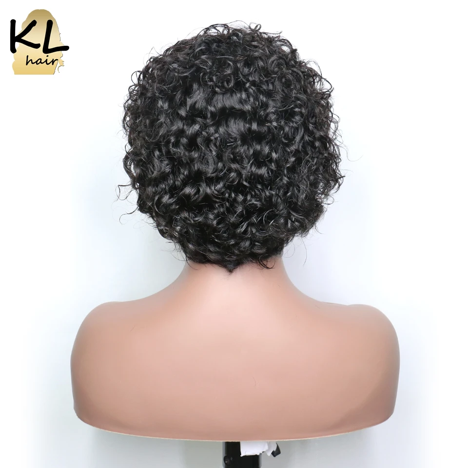 Короткие вьющиеся передние парики из человеческих волос на сетке для черных