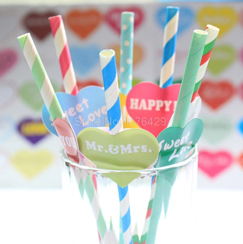 150 шт/6 страниц разноцветное сердце любовь этикетка наклейка для соломы кекс