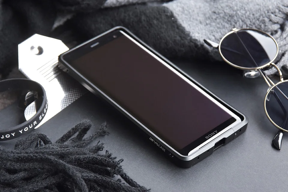 black DEVILCASE для SONY XZ3 6,0 дюймов дисплей Мобильный телефон бампер рамка Чехлы алюминиевый сплав металлический мобильный телефон кожа для Xperia XZ3 - Цвет: black