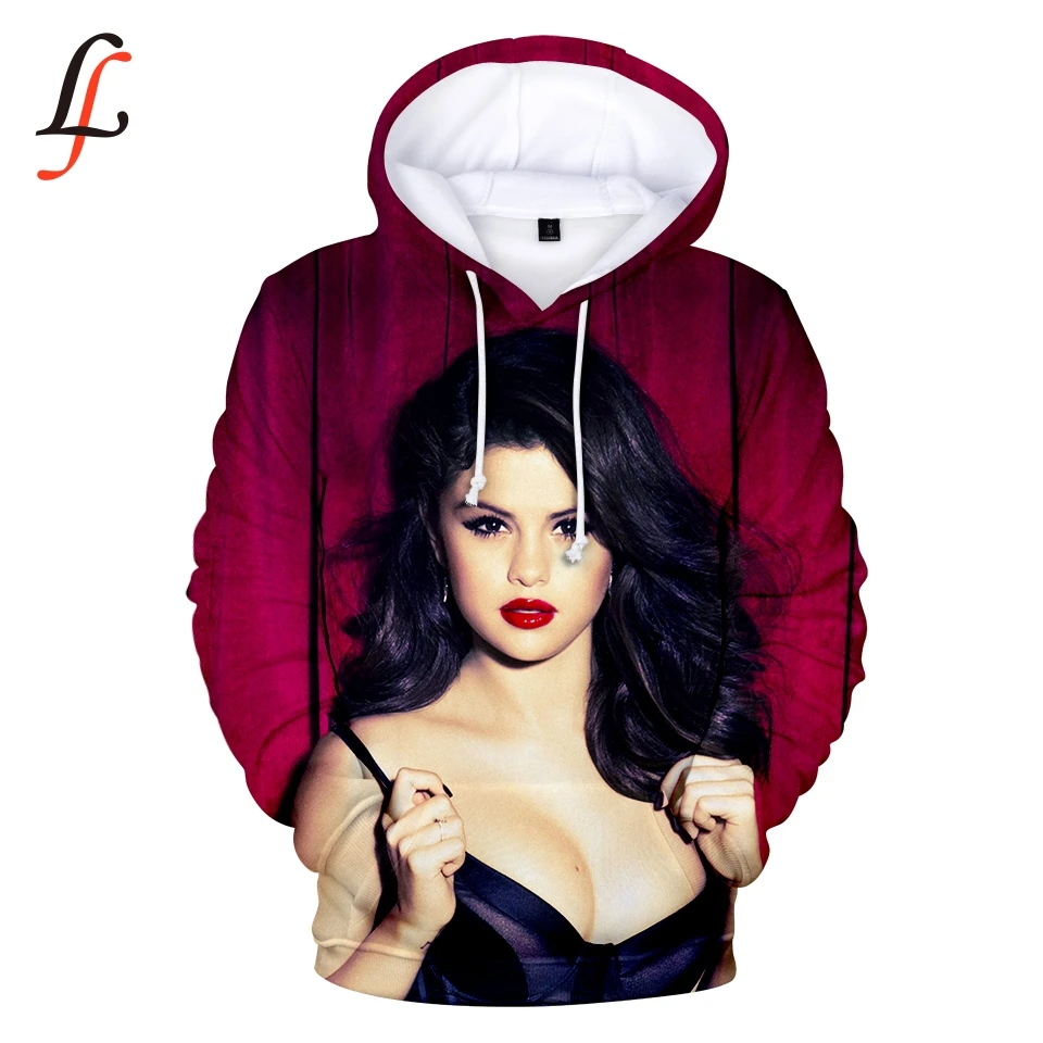 3D K Pop женские толстовки Топы Selena Gomez сексуальный Повседневный Harajuku спортивный