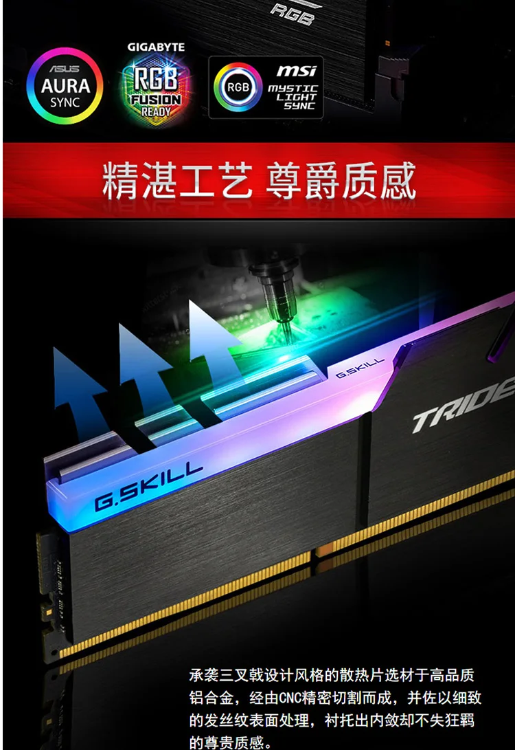G. SKILL) Trident Z RGB серия DDR4 3200 C14 настольная память RGB светильник(F4-3200C14D-64GTZR