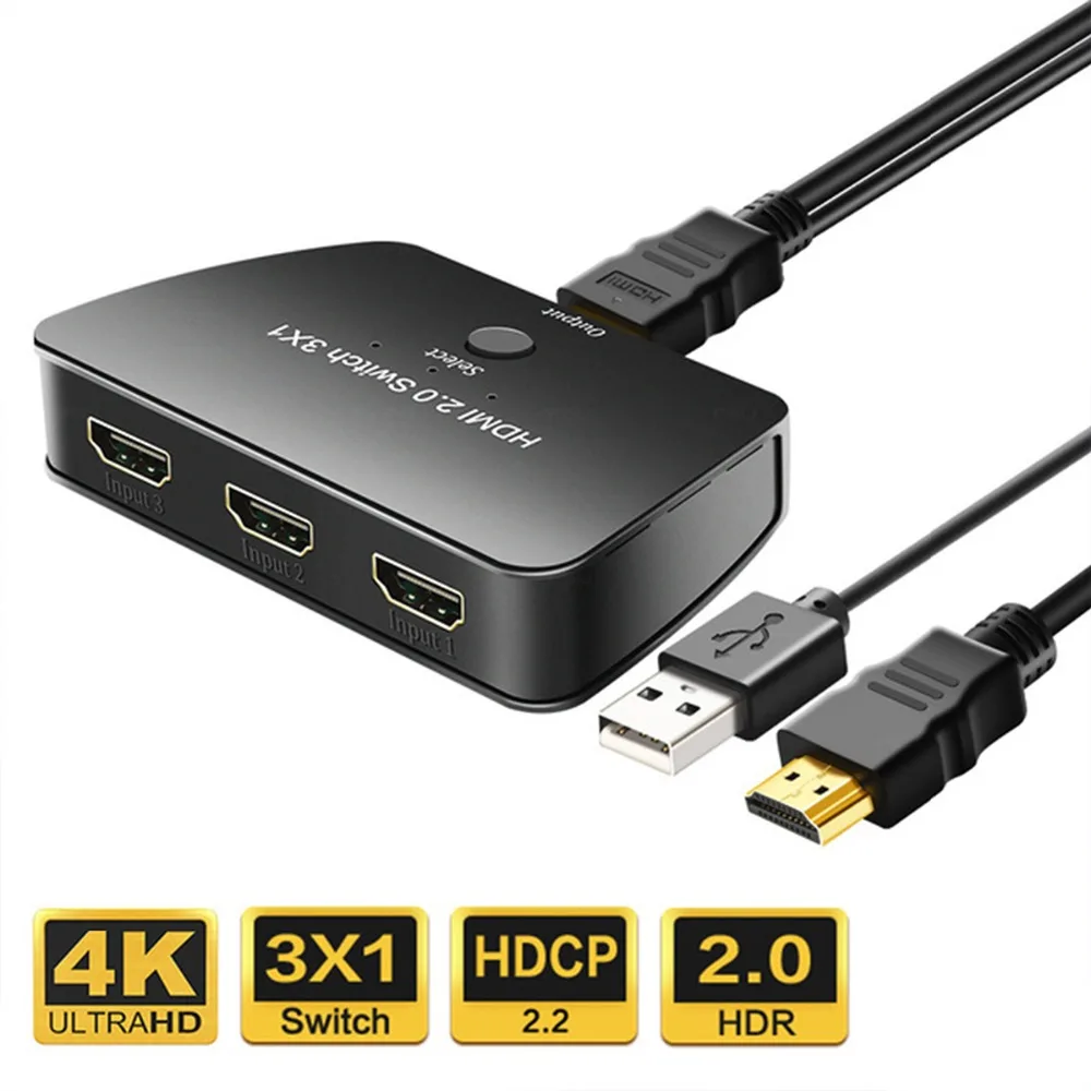 HDMI коммутатор 3X1 atolla 3 порта 2 0 переключатель 4K коробка высокого разрешения видео
