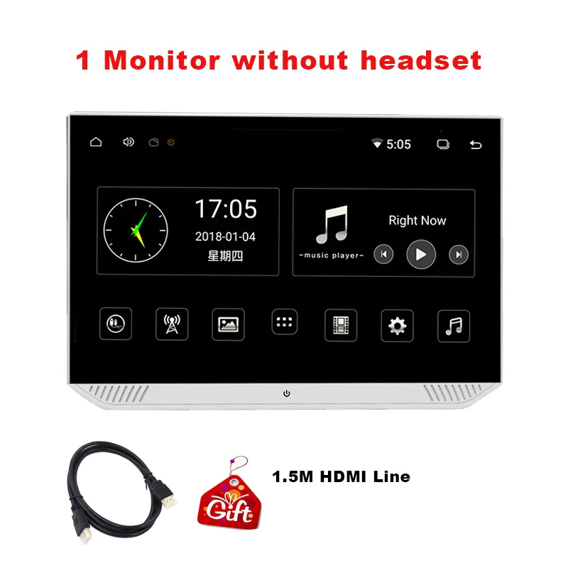 1 monitor only 13,3 дюймов Android 9,0 2 ГБ+ 32 ГБ Автомобильный подголовник монитор 1920*1080 4K 1080P сенсорный экран wifi/Bluetooth/USB/SD/HDMI/FM/зеркальное отображение - Цвет: 1 monitor only