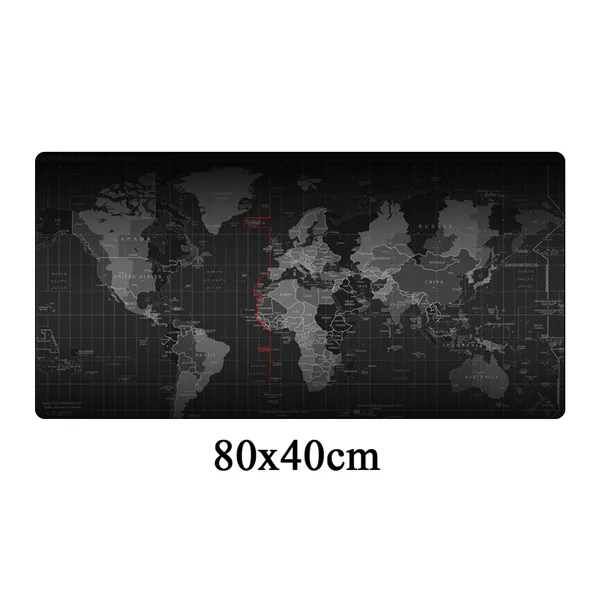 80x40cm Большой игровой коврик для мыши с картой мира XL, компьютерный Противоскользящий коврик с закругленным краем для геймера, большой резиновый коврик для мыши, ноутбук, клавиатура, Настольный коврик - Цвет: 80x40cm