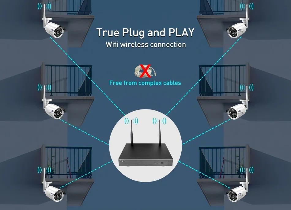 Hiseeu 8CH CCTV камера беспроводная 6 шт 1080P wifi ip-камера наружная домашняя система видеонаблюдения NVR комплект