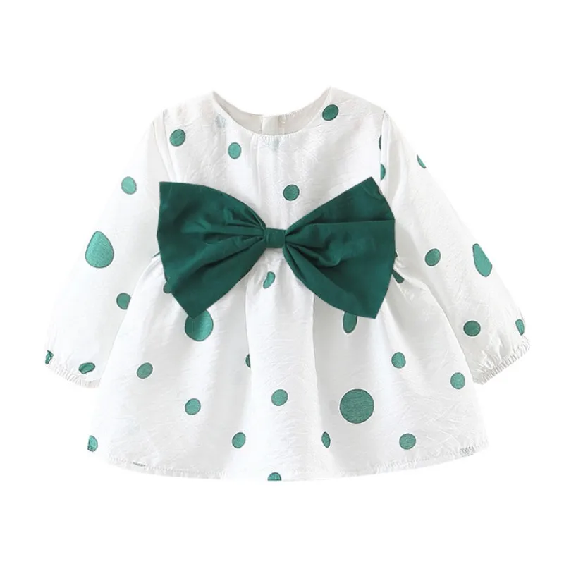 Children Girl Spring Dress Cute Bow A-Line Dresses Bottoming Long Sleeve Cotton Clothing for Baby Casual | Детская одежда и обувь