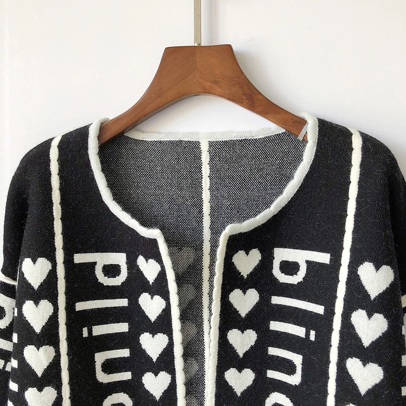 2019 Spring New Cardigan Women Loose Medium Long Letter O-Neck Knit Coat Autumn Fashion Large Size Sweater Female Vs550 |