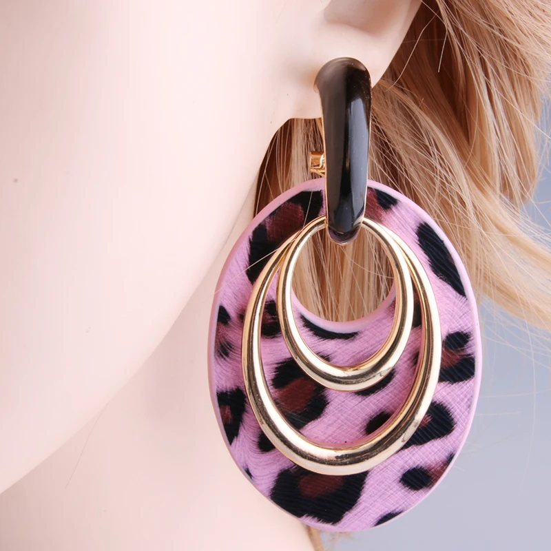 Женские серьги овальной формы NeeFu WoFu с тигром висячие из цинкового сплава и кожи