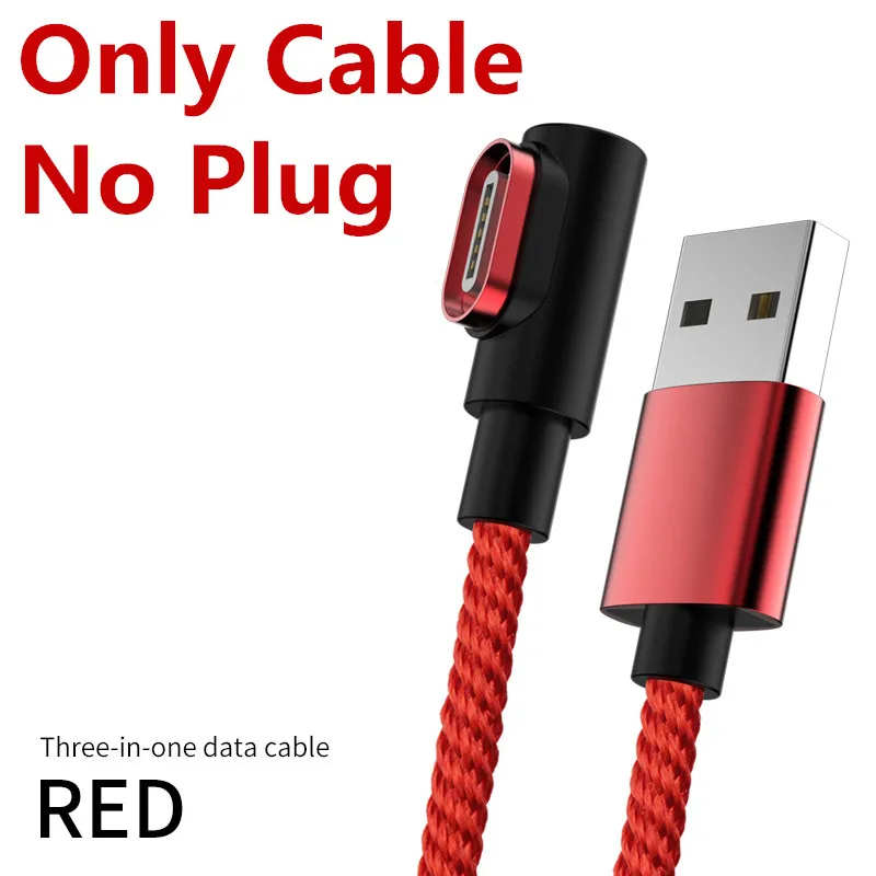 Магнитный usb-кабель на 90 градусов для быстрой зарядки huawei 3A type C Micro USB l-линия Microusb type-C магнитное зарядное устройство для samsung LG - Цвет: Only Cable no Plug
