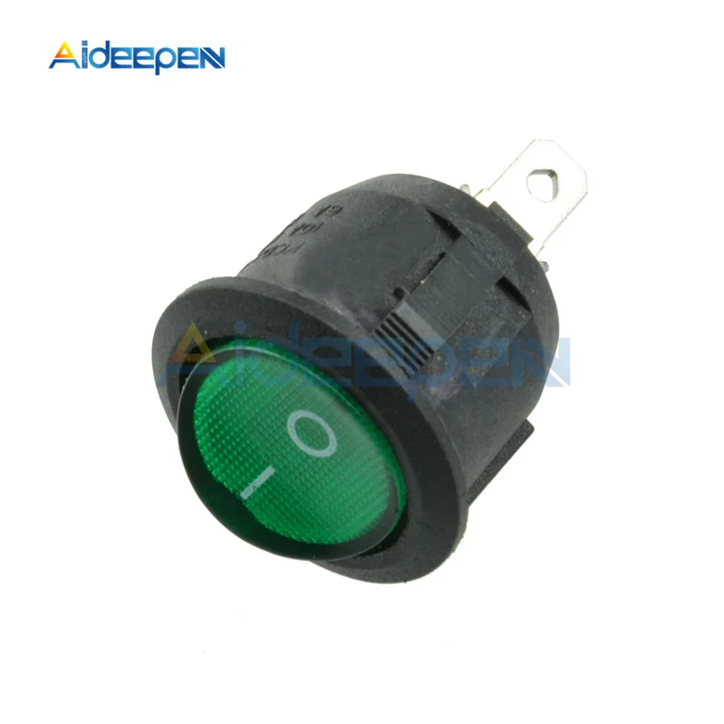 round square Green AC 250V 6A 125V 10A Mini 3 Pin Светодиодный светильник выключатель автомобиля Лодка Круглый Рокер ON/выкл кнопка переключения переключатель синего, желтого, красного, зеленого и черного цвета для девочек - Цвет: round square Green