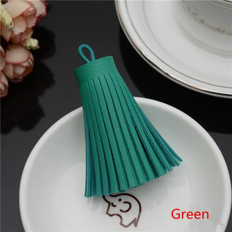 Green 5 шт. 6 см стиль Модные кожаные кисточки бахрома DIY аксессуары серьги ожерелья ювелирные изделия Подвески Ремесло кисточки - Цвет: Green