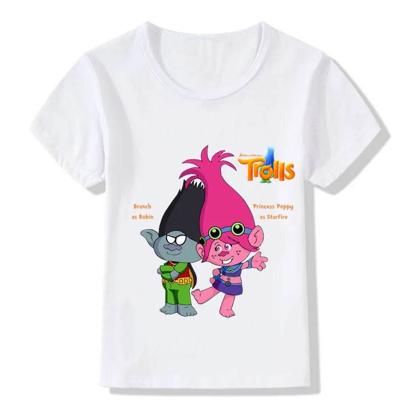 Детская забавная футболка с рисунком троллей мака и ветки детская одежда Летние