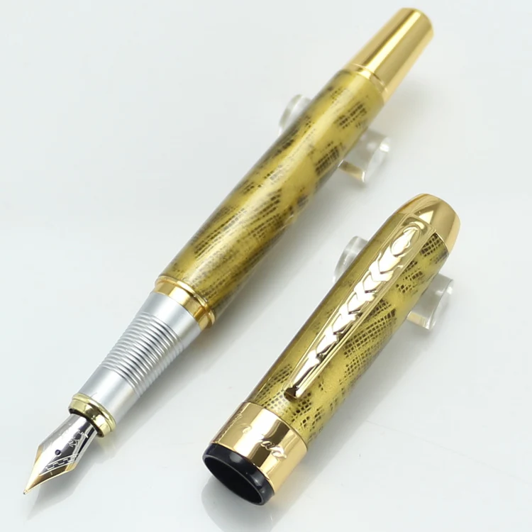 Jinhao 250 Металл 17 видов цветов 0.5 мм Средний наконечник Iridium этапе все-Сталь авторучка черный/синие чернила для выберите - Цвет: 5
