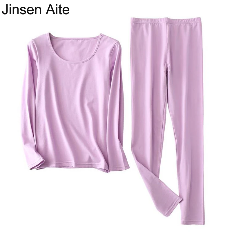 

Jinsen Aite XL-6XL Plus Size Cotton Long Johns for Women Large Size 2018 New Autumn Winter Female Thermal Underwear Sets JS675