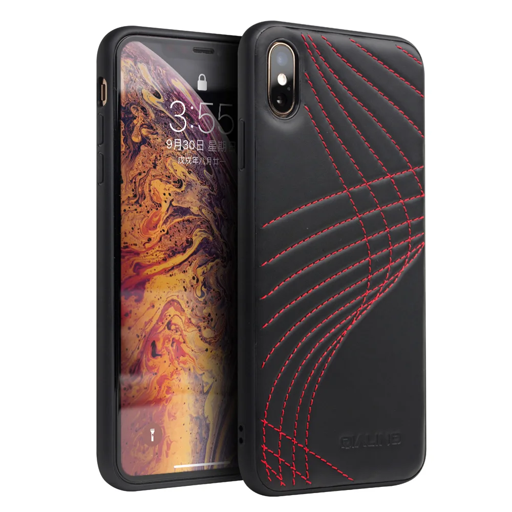 QIALINO Slim Leather Back Case for iPhone XS MAX Luxury Fashion Phone Cover XR Ultra Thin |