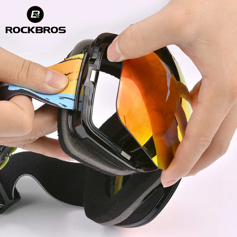 ROCKBROS лыжные очки сноуборд Анти туман ветрозащитные для снега маска снегохода при