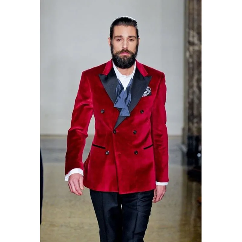(Пиджак + брюки) на заказ шпилька красный новейший дизайн 2 шт. модные мужские