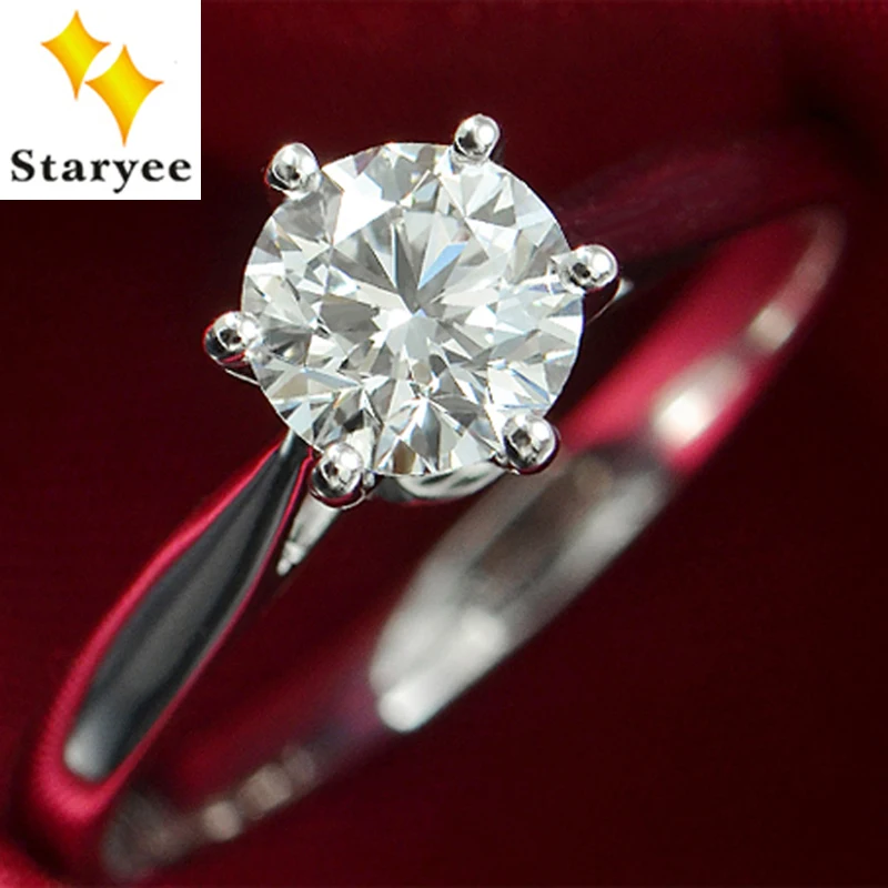 

2021 Trend Moissanite Halo Engagement Ring Ladies Luxury 18K True White Gold Certified 0.5 CT D-E-F Color Forever One Wedding