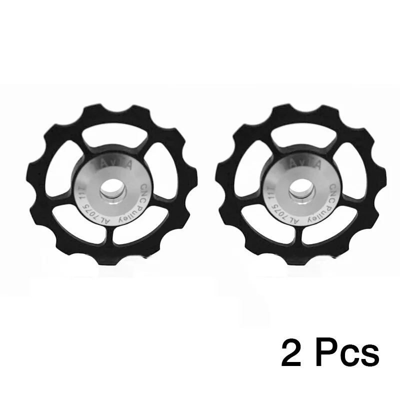 black 2шт 11 Т сверхлегкий MTB алюминиевый велосипедный подшипник Jockey колеса Задний переключатель Шкивы направляющие колеса для велосипеда запчасти для велосипеда - Цвет: black