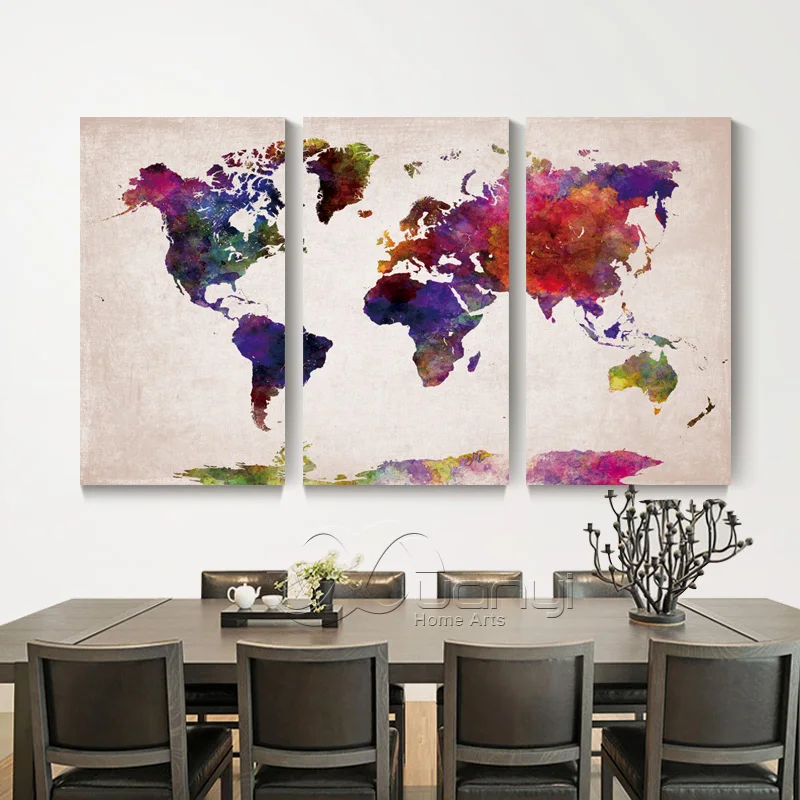 3 Панели классическая Карта мира картина маслом холст искусство настенные принты