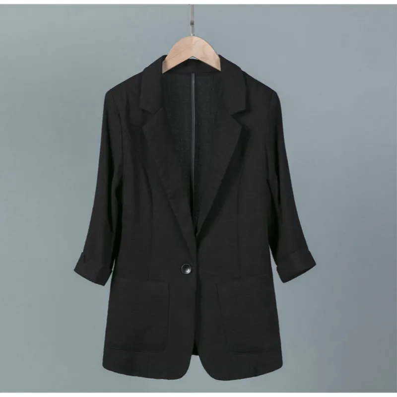 

Костюм женский из хлопка и льна, Модный повседневный льняной маленький пиджак для улицы, самостоятельного культивирования