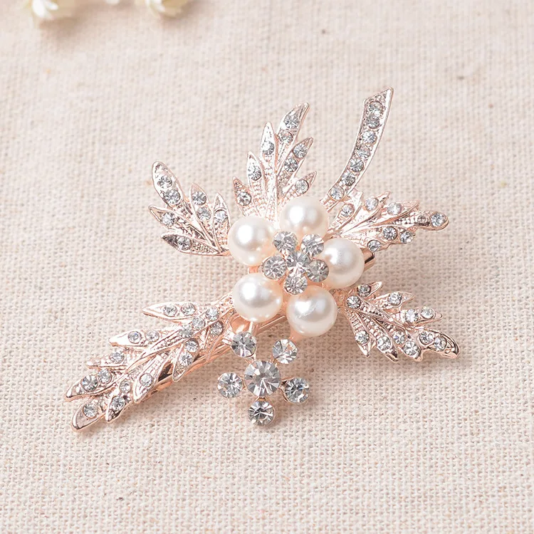 SLBRIDAL великолепные винтажные золотые стразы жемчужины цветок лист свадебные