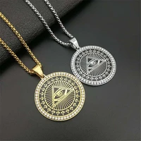 hip hop stainless steel all seeing eye of providence necklace pendant for womenmen iced out free mason masonic necklace jewelry