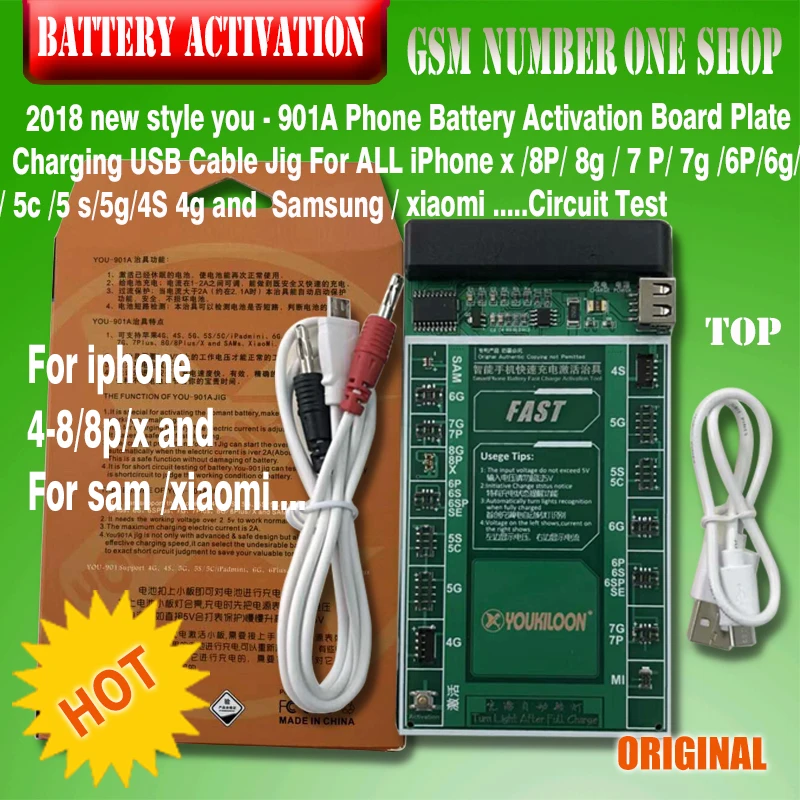 Professional Battery Activation Board Plate Charging Cable Jig for iPhone x /8p/8 7 Plus 7 6s 6 5s 5 4s 4 and for sam/xiaomi....