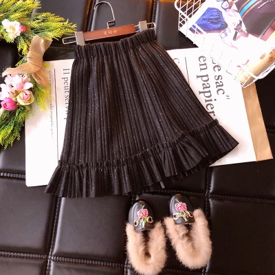 

New Kids Girls Skirts Autumn Winter Children Clothing Fleece Warm Girls Princess Skirts Sequins Baby Girls Party Pleated Skirt