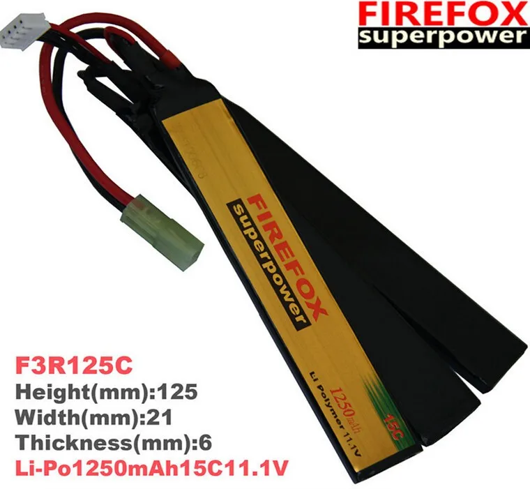 Batería de polímero li-po 100% original para FireFox, 11,1 V, 1250mAh, 15C, 3 celdas, AEG, Airsoft, F3R125C, envío directo, 1 unidad