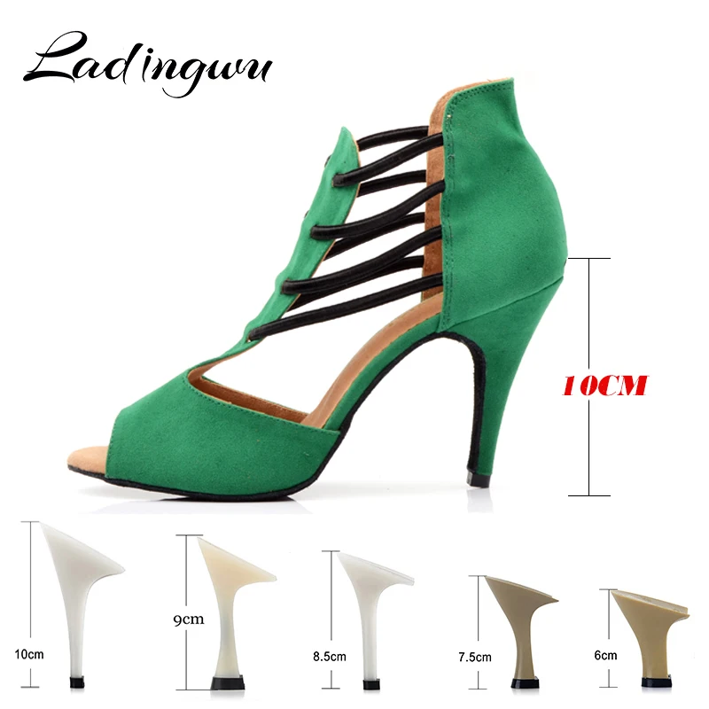 Ladingwu/осенне-зимние ботинки для танцев женская обувь латинских зеленая