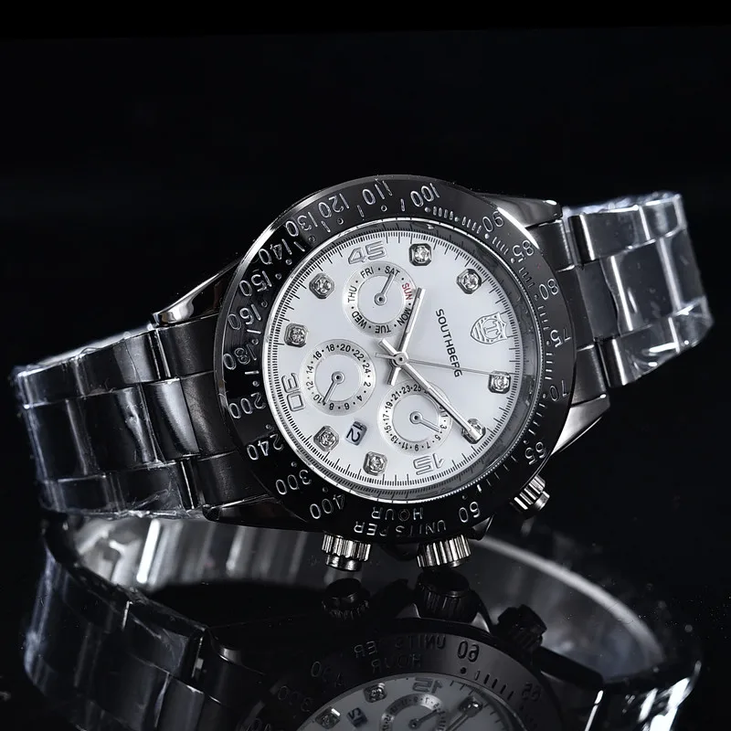 SOUTHBERG GMT Элитный бренд daytona часы Для мужчин Повседневное мужской часы Бизнес Спорт военные Нержавеющая сталь часы