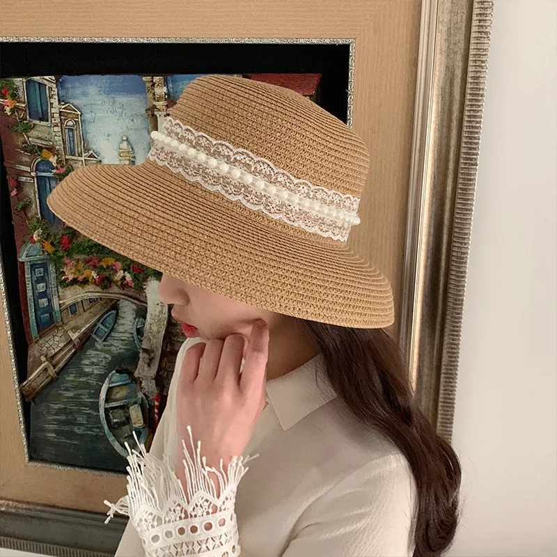 Женская пляжная шляпа от солнца женская новая летняя соломенная для отдыха