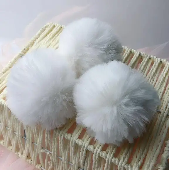 white 7-8 см меховой шар микс, 2 шт./лот, высокая иммитация настоящего кролика, лисы, норки мех diy украшения erring сумка брелок - Цвет: white