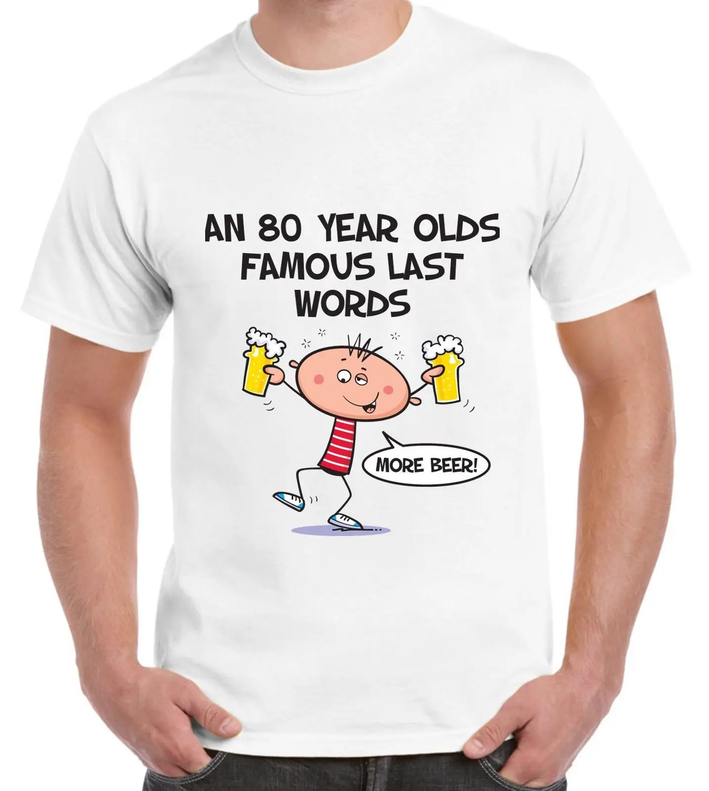 Футболка мужская в стиле 80-го дня рождения с известными словами-подарок