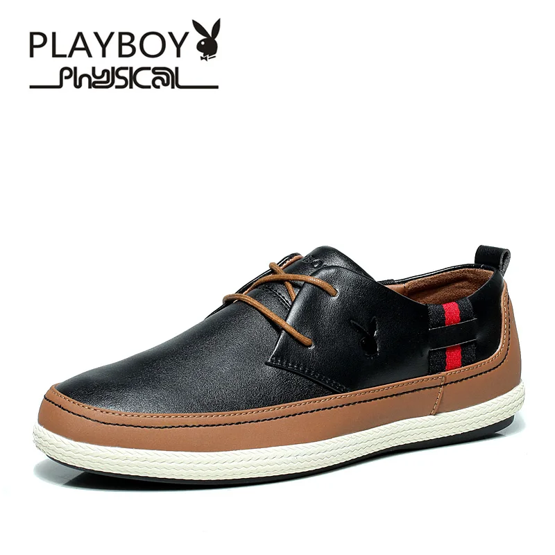 

PLAYBOY Casual Shoes New Autumn Men's Flat PU Leather Shoes Lace-up Footwear Spring/Autumn Men's Shoes DS1037