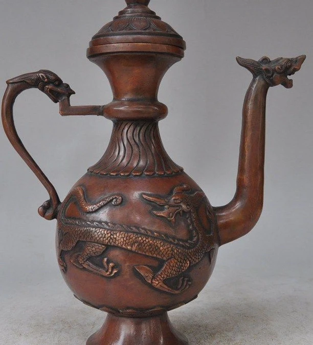 SCY 11 &quotКитайская Классическая Бронзовая статуя животного дракона удачи чайный