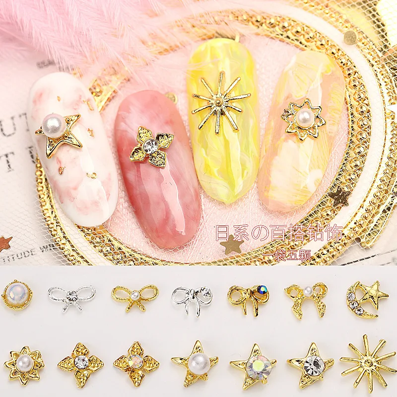 5pcs Decorative Nail Art Rhinestones Alloy 3d Decorations Glitter Jewelry Manicure Accessories | Красота и здоровье