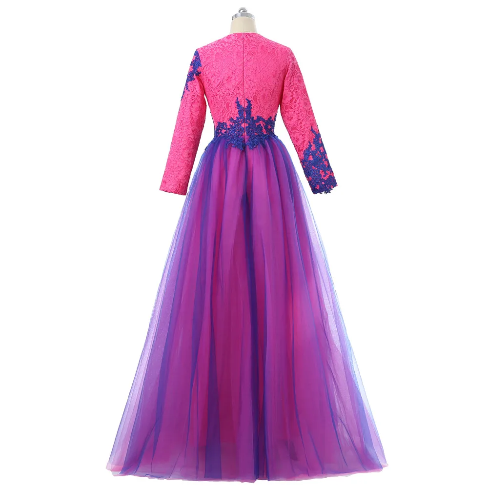 Синий мусульманские Вечерние платья трапециевидной формы одежда с длинным