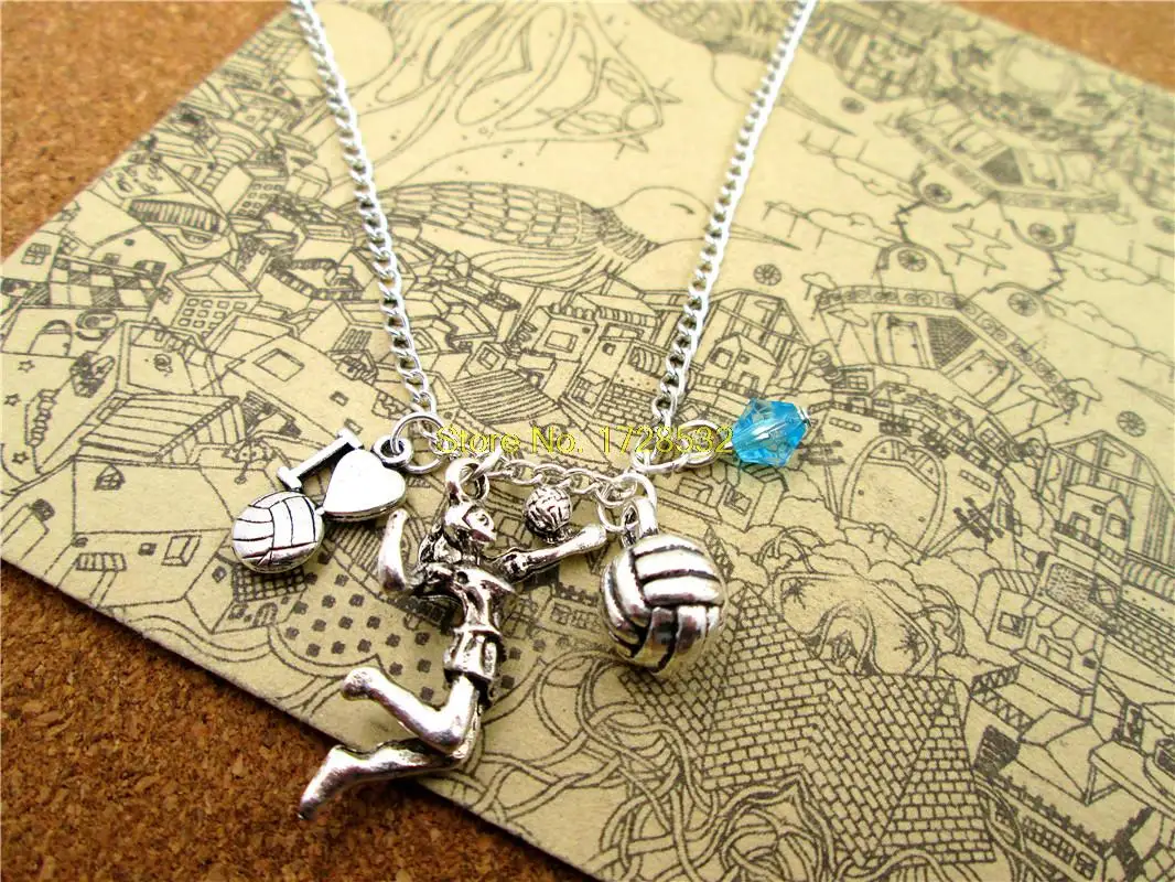 Модное ожерелье для волейбола спортивное античное серебряное I love 3D | Украшения и