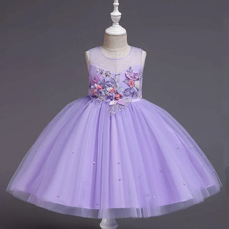 

2019 New Summer Princess Girls Prom Party Dress Elegant Flower Children's day Wedding Birthday Party Clothes Vestido