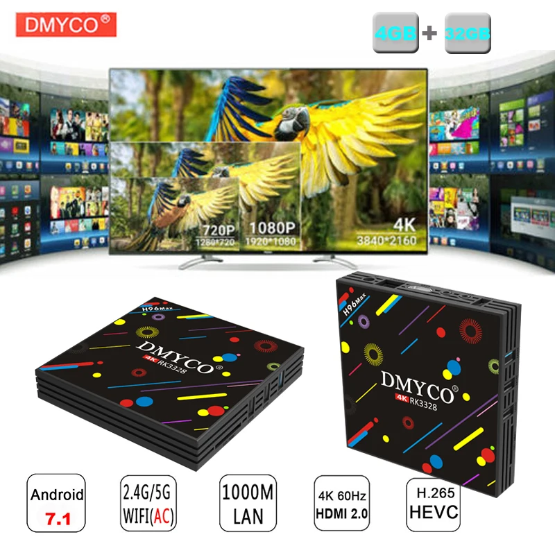 H96 MAX smart android 7 1 ТВ-бокс на Rockchip RK3328 Четырехъядерный 4 Гб ram 32 GROM WiFi 2 4G/5G Bluetooth 0 K